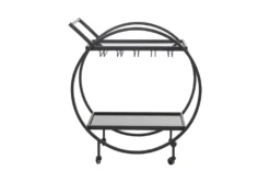 Black Rolling Round Bar Cart -Furniture Store 299639 black metal bar cart material 76