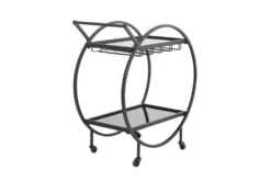 Black Rolling Round Bar Cart -Furniture Store 299639 front 03