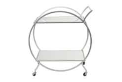Silver Contemporary Round Rolling Bar Cart -Furniture Store 299641 back 82