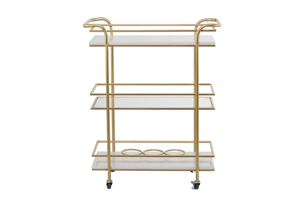 Gold Glam Marble Rolling Bar Cart 7 Gold Glam Marble Rolling Bar Cart - Image 5