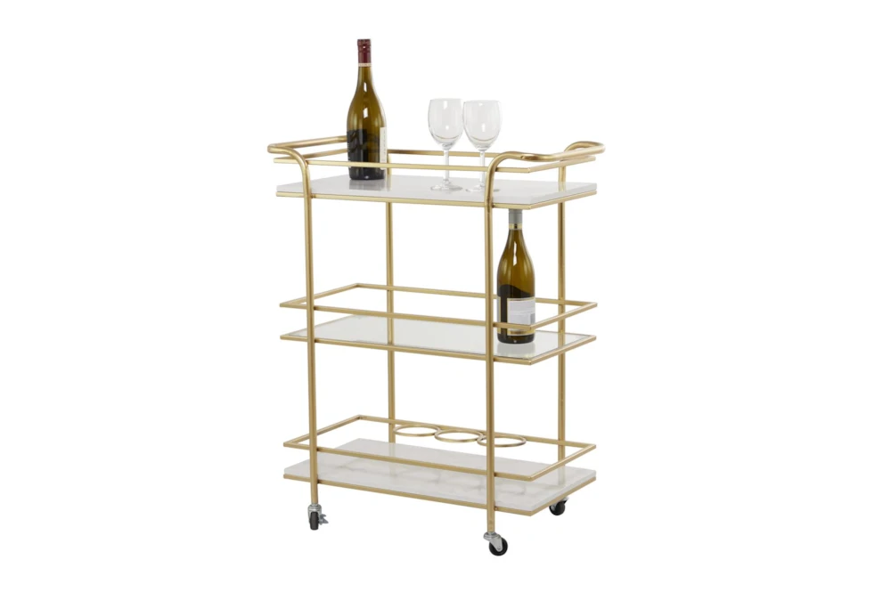Gold Glam Marble Rolling Bar Cart 3 Gold Glam Marble Rolling Bar Cart