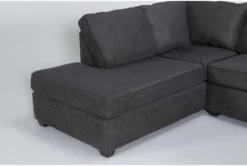 Mathers Slate 125" 2 Piece Sectional With Left Arm Facing Corner Chaise & Storage Ottoman -Furniture Store 301476 grey fabric living room set detail 45