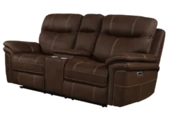 Bateman Chocolate 81" Power Reclining Console Loveseat With Power Headest & USB