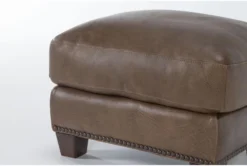 Foley Leather Ottoman -Furniture Store 302465 brown leather ottoman detail 45