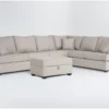 Esteban II 138" 2 Piece Sectional With Left Arm Facing Sofa & Storage Ottoman -Furniture Store 302834 beige fabric living room set signature 01