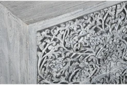 Gray Carved Wood 3 Drawer Cabinet -Furniture Store 303588 grey wood chest detail 48