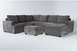 Bonaterra Charcoal 127" 2 Piece Sectional With Right Arm Facing Sofa Chaise & Storage Ottoman