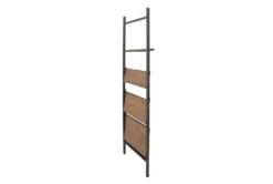 Fairway Dark Brown Wood Industrial 77" Bookcase -Furniture Store 304342 brown wood bookcase front 06