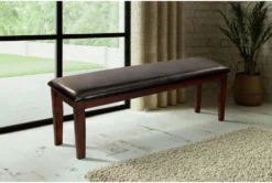 Kian 48" Faux Leather Bench -Furniture Store 304372 brown wood dining bench room 86
