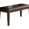 Kian 48" Faux Leather Bench 2 Kian 48" Faux Leather Bench -Furniture Store 304372 brown wood dining bench signature 01