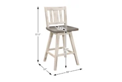 Lock White Slat Back Swivel Counter Stool Set Of 2 -Furniture Store 304379 white wood counter height stool detail 44