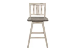 Lock White Slat Back Swivel Counter Stool Set Of 2 -Furniture Store 304379 white wood counter height stool front 02
