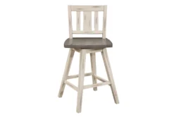Lock White Slat Back Swivel Counter Stool Set Of 2 -Furniture Store 304379 white wood counter height stool side 15