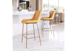 Yellow Velvet Bucket Counter Stool -Furniture Store 304452 yellow metal dining chair room 86
