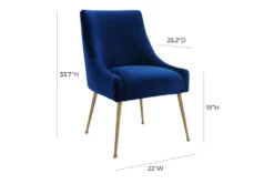 Trix Navy Velvet Dining Chair -Furniture Store 304621 blue fabric dining chair front 02