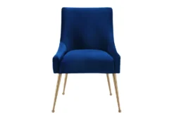 Trix Navy Velvet Dining Chair -Furniture Store 304621 blue fabric dining chair front 03