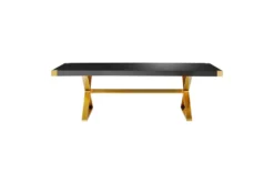 Adeline Black Lacquer 95" Dining Table -Furniture Store 304675 black wood dining table front 03