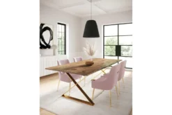 Trix Blush Velvet Dining Chair -Furniture Store 304680 pink fabric dining chair room 85