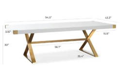 Adeline White Lacquer 95" Dining Table -Furniture Store 304706 white wood dining table front 02