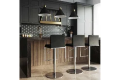 Amal Black On Black Adjustable Steel Barstool -Furniture Store 304769 black fabric bar stool room 85