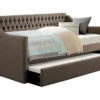 Luxe Brown Twin Upholstered Daybed With Trundle 1 Luxe Brown Twin Upholstered Daybed With Trundle -Furniture Store 305498 brown fabric daybed signature 01