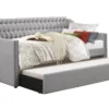 Luxe Grey Twin Upholstered Daybed With Trundle -Furniture Store 305502 grey fabric daybed signature 01