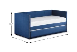 Tulney Blue Twin Upholstered Daybed With Trundle 24 Tulney Blue Twin Upholstered Daybed With Trundle -Furniture Store 305506 blue fabric daybed detail 44