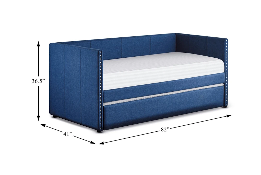 Tulney Blue Twin Upholstered Daybed With Trundle 10 Tulney Blue Twin Upholstered Daybed With Trundle - Image 8