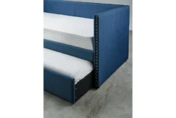 Tulney Blue Twin Upholstered Daybed With Trundle 25 Tulney Blue Twin Upholstered Daybed With Trundle -Furniture Store 305506 blue fabric daybed detail 45