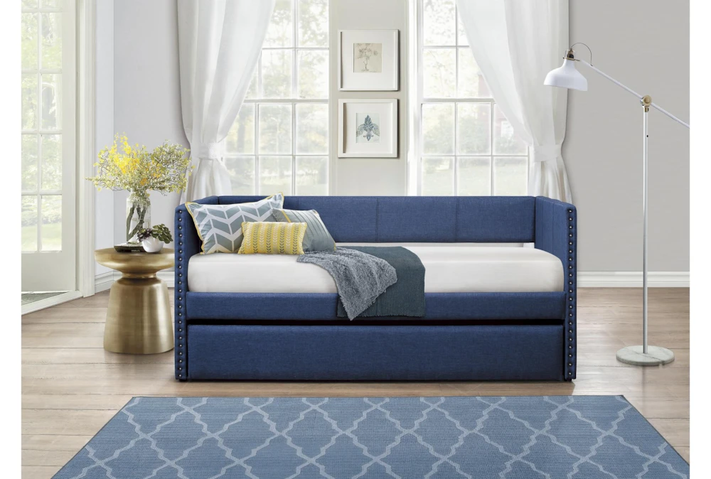 Tulney Blue Twin Upholstered Daybed With Trundle 16 Tulney Blue Twin Upholstered Daybed With Trundle - Image 14