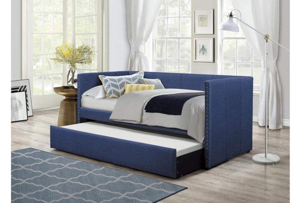 Tulney Blue Twin Upholstered Daybed With Trundle 17 Tulney Blue Twin Upholstered Daybed With Trundle - Image 15