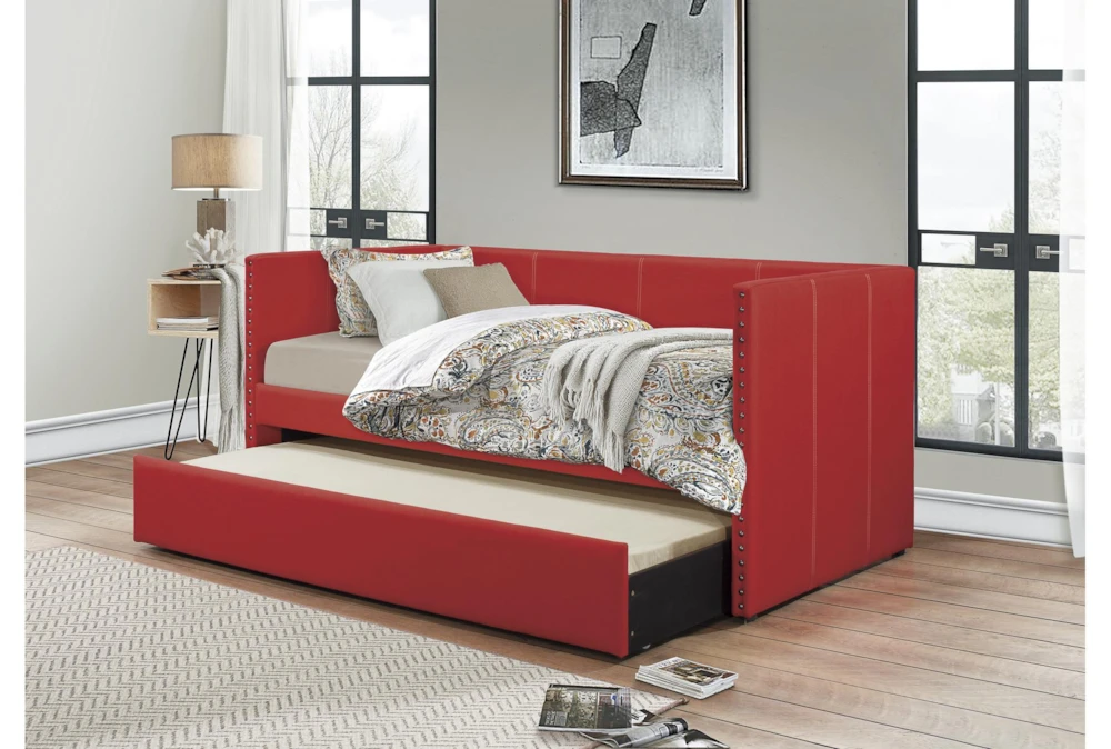 Tulney Red Twin Upholstered Daybed With Trundle 13 Tulney Red Twin Upholstered Daybed With Trundle - Image 11