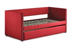 Tulney Red Twin Upholstered Daybed With Trundle 18 Tulney Red Twin Upholstered Daybed With Trundle -Furniture Store 305515 red fabric daybed side 17