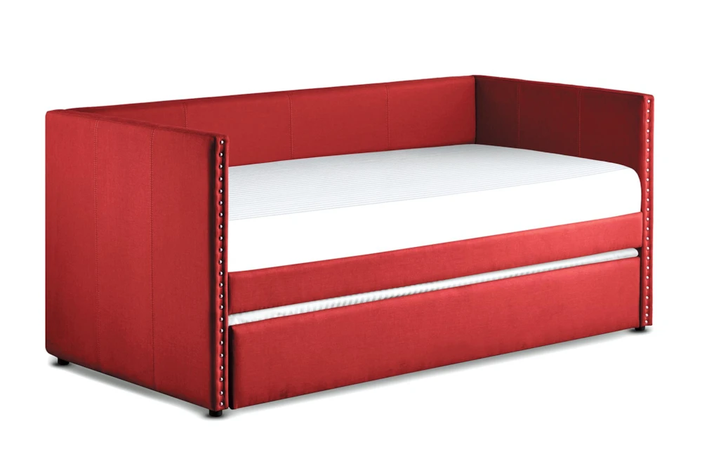 Tulney Red Twin Upholstered Daybed With Trundle 3 Tulney Red Twin Upholstered Daybed With Trundle