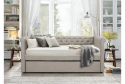 Callie Twin Upholstered Daybed With Trundle -Furniture Store 305521 grey fabric daybed room 85