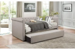Callie Twin Upholstered Daybed With Trundle -Furniture Store 305521 grey fabric daybed room 86