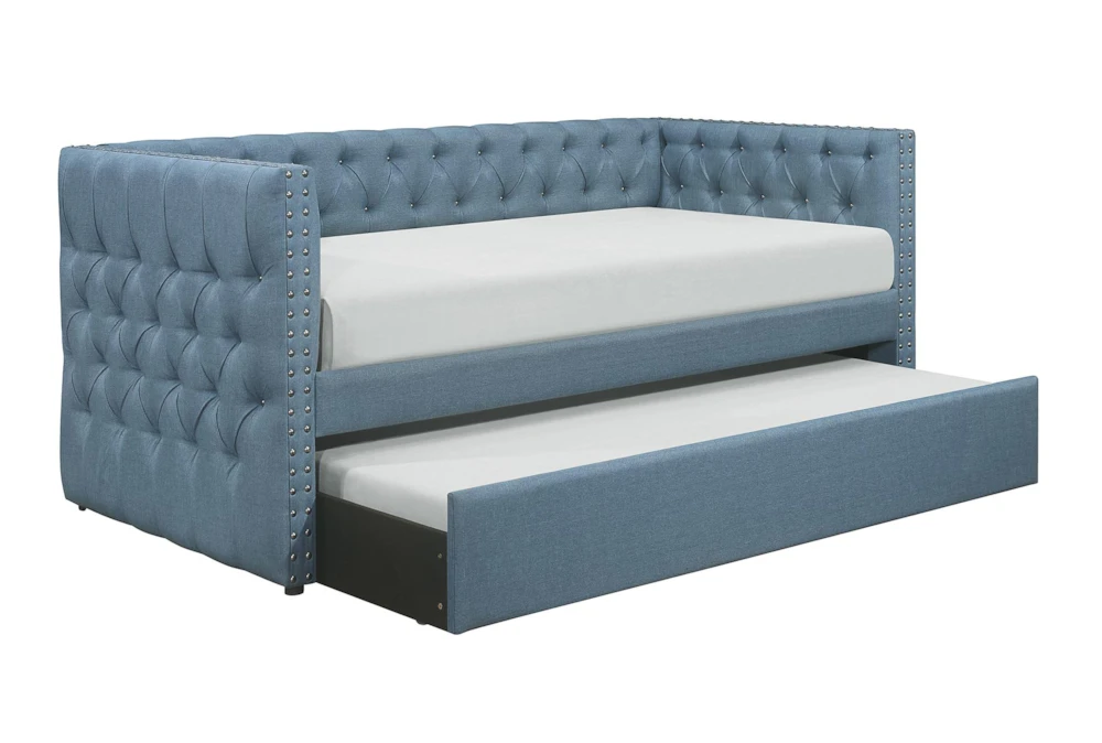 Sutton Light Blue Twin Upholstered Daybed With Trundle 3 Sutton Light Blue Twin Upholstered Daybed With Trundle