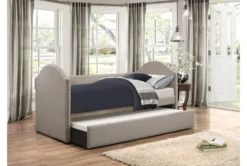 Grayson Twin Upholstered Daybed With Trundle -Furniture Store 305530 grey fabric daybed room 86