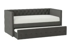 Claiborne Twin Upholstered Daybed With Trundle -Furniture Store 305540 grey fabric daybed side 15