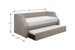 Freya Twin Upholstered Daybed With Trundle 10 Freya Twin Upholstered Daybed With Trundle -Furniture Store 305673 grey fabric daybed detail 44