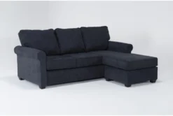 Athos Midnight Blue 86" Queen Sleeper Sofa With Reversible Chaise