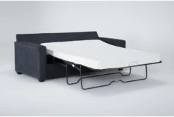 Aramis Midnight Blue 83" Queen Sleeper Sofa -Furniture Store 305965 blue fabric sleeper side 19