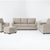 Aramis Cream 4 Piece Sofa, Loveseat, Chair & Storage Ottoman Set -Furniture Store 305993 beige fabric living room set signature 01