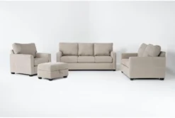 Aramis Cream 4 Piece Sofa, Loveseat, Chair & Storage Ottoman Set