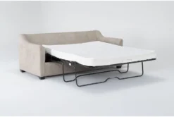 Porthos Cream 80" Queen Sleeper Sofa With Reversible Chaise -Furniture Store 306025 beige fabric reversible sofa chaise side 19