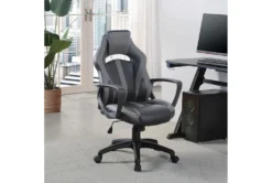 Zyair Black Faux Leather With Grey Gaming Chair -Furniture Store 306033 room 85