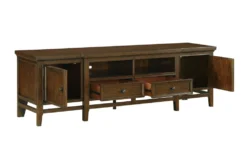 Macarthur 81" Tv Stand -Furniture Store 306160 brown wood media console detail 44