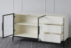 White 3 Drawer 2 Door Sideboard -Furniture Store 307279 white wood cabinet detail 44
