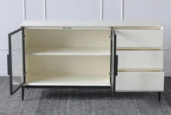 White 3 Drawer 2 Door Sideboard -Furniture Store 307279 white wood cabinet detail 46