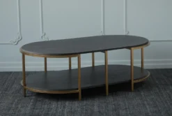Dark Charcoal + Brass Coffee Table